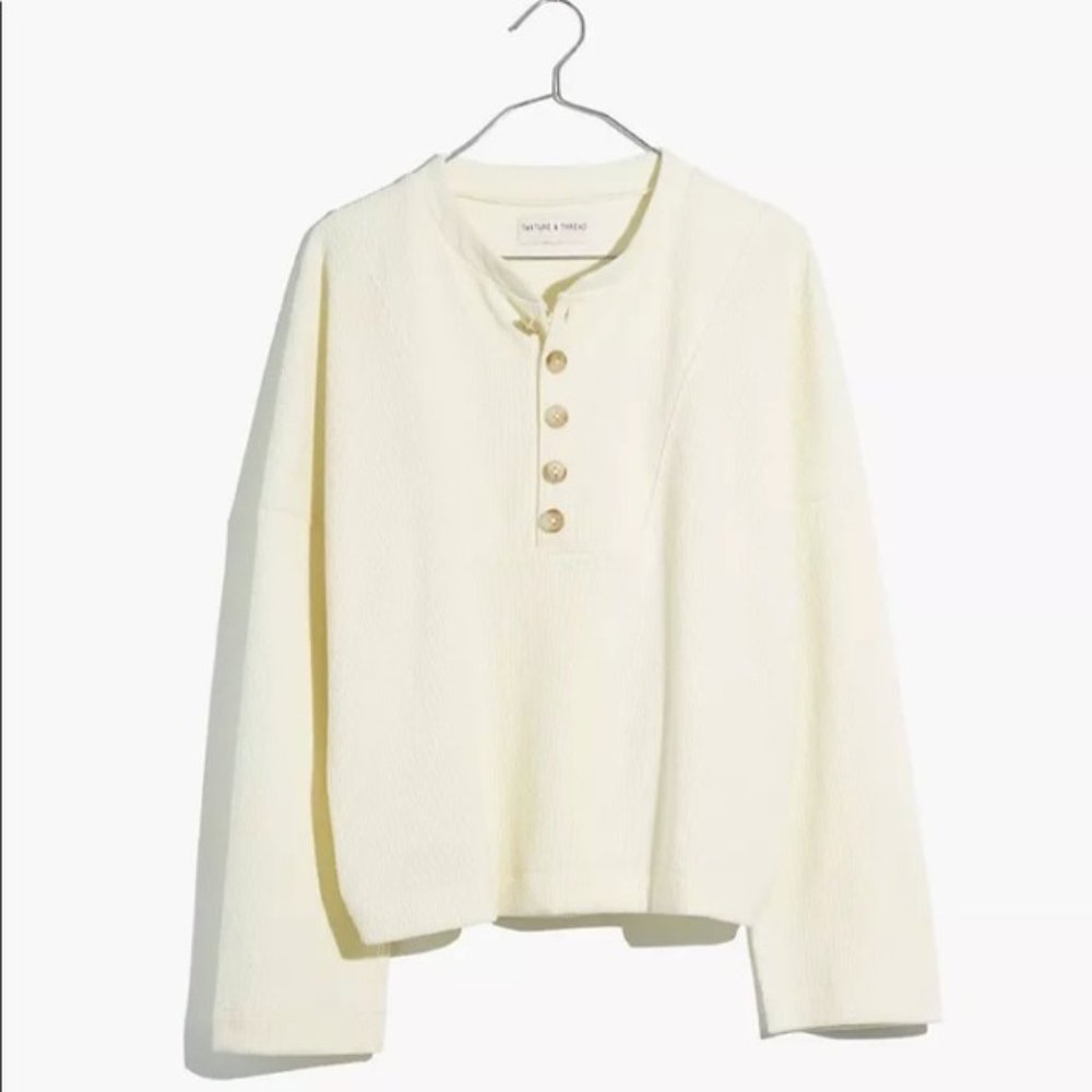 Texture & Thread Seamed Henley Top